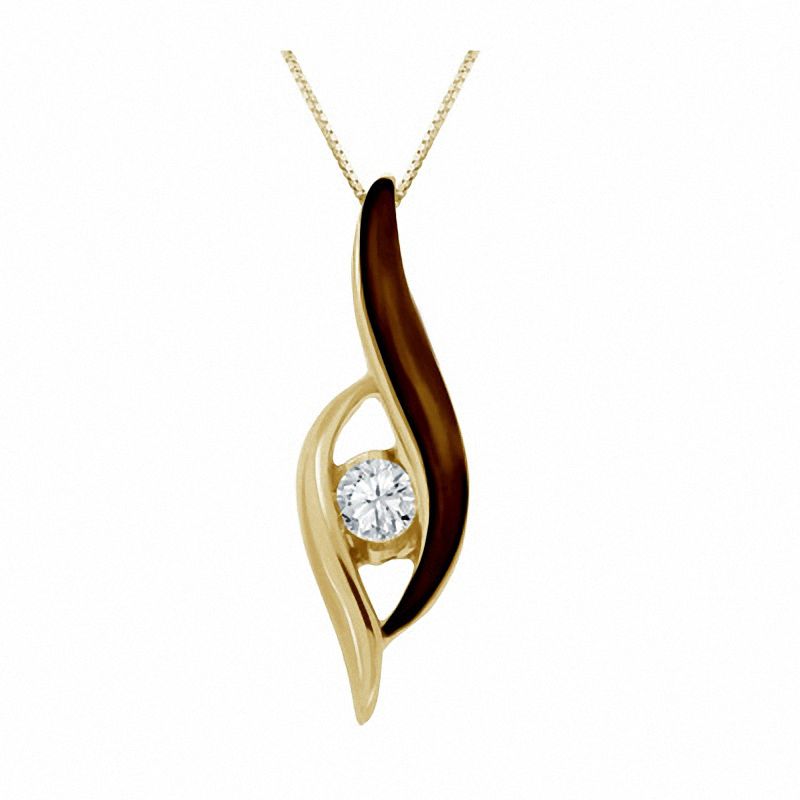 Sirena™ Brown Eyes 0.12 CT. Diamond Solitaire Pendant in 10K Gold