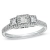 Thumbnail Image 0 of 0.25 CT. T.W. Princess-Cut Diamond Three Stone Frame Ring in 14K White Gold