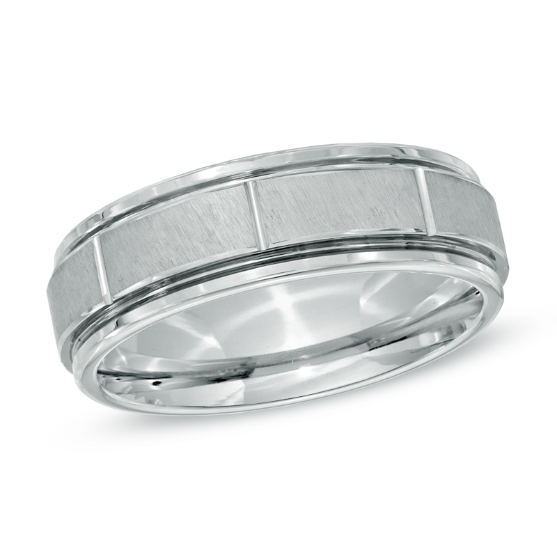 Triton's Men's 7.0mm Comfort Fit Wedding Band in White Tungsten - Size 10|Peoples Jewellers