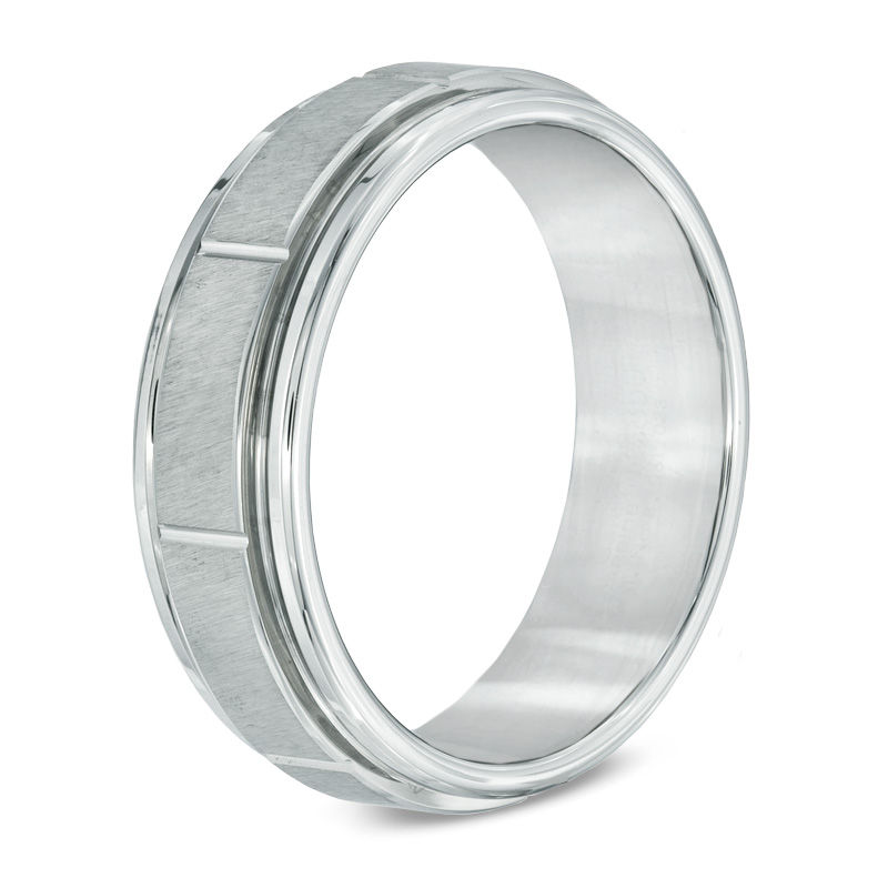 Triton's 7.0mm Comfort Fit Wedding Band in White Tungsten - Size 10