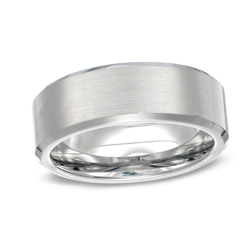 Triton's Men's 8.0mm Comfort Fit Beveled Edge Wedding Band in Tungsten - Size 10|Peoples Jewellers