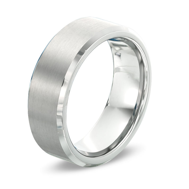 Triton's Men's 8.0mm Comfort Fit Beveled Edge Wedding Band in Tungsten - Size 10|Peoples Jewellers