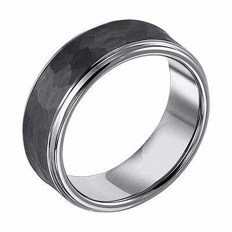 Main Image 2 of Triton Men's 8.0mm Comfort Fit Hammered Two-Tone Tungsten Wedding Band - Size 10