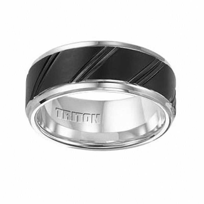 Triton Men's 9.0mm Comfort Fit Two-Tone Tungsten Slant Wedding Band - Size 10|Peoples Jewellers