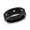 Thumbnail Image 0 of Men's 0.09 CT. T.W. Diamond Three Stone Black IP Tungsten Wedding Band - Size 10