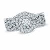 Thumbnail Image 1 of 1.25 CT. T.W. Diamond Cluster Bridal Set in 14K White Gold