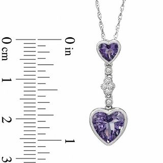 Heart-Shaped Amethyst and Lab-Created White Sapphire Pendant and Earrings Set in Sterling Silver