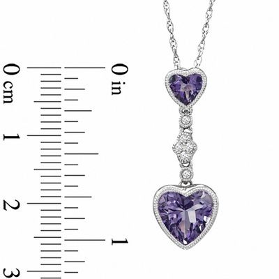Heart-Shaped Amethyst and Lab-Created White Sapphire Pendant and Earrings Set in Sterling Silver