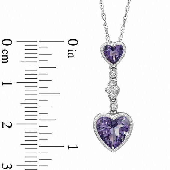 Heart-Shaped Amethyst and Lab-Created White Sapphire Pendant and Earrings Set in Sterling Silver