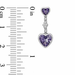 Heart-Shaped Amethyst and Lab-Created White Sapphire Pendant and Earrings Set in Sterling Silver