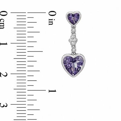 Heart-Shaped Amethyst and Lab-Created White Sapphire Pendant and Earrings Set in Sterling Silver
