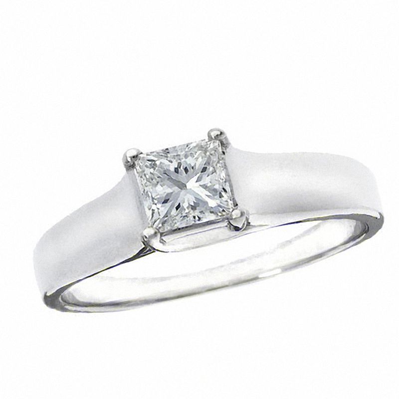 1.00 CT. T.W. Certified Princess-Cut Diamond Solitaire Engagement Ring in 14K White Gold (J/I2)