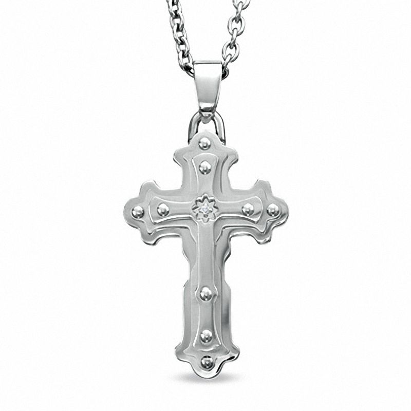 Black & Blue Jewelry Co. Diamond Accent Cross Pendant in Stainless Steel