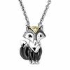 Thumbnail Image 1 of Black and White Diamond Accent Fox Pendant in Sterling Silver and 14K Gold