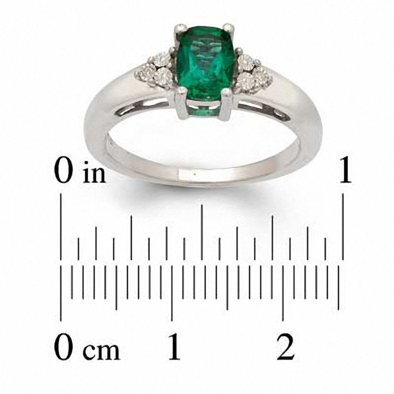 Main Image 2 of Emerald-Cut Lab-Created Emerald and Diamond Accent Pendant, Ring and Earrings Set in Sterling Silver - Size 7