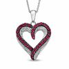 Thumbnail Image 0 of Lab-Created Ruby and Diamond Accent Heart Pendant in Sterling Silver