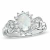 Oval Lab-Created Opal and White Sapphire Frame Ring in Sterling Silver