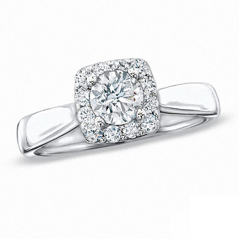 Main Image 1 of 1.00 CT. T.W. Certified Canadian Diamond Framed Engagement Ring in 14K White Gold (I/I1)