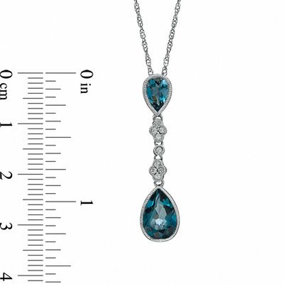London Blue Topaz and Lab-Created White Sapphire Pendant and Earrings Set in Sterling Silver