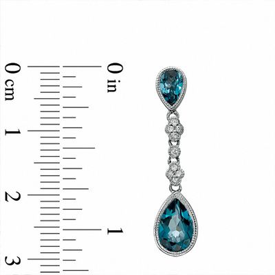 London Blue Topaz and Lab-Created White Sapphire Pendant and Earrings Set in Sterling Silver
