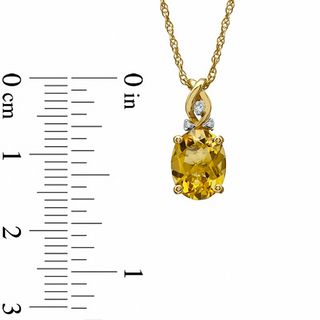 Oval Citrine and Diamond Accent Twist Pendant and Ring Set in Sterling Silver with 14K Gold Plate - Size 7