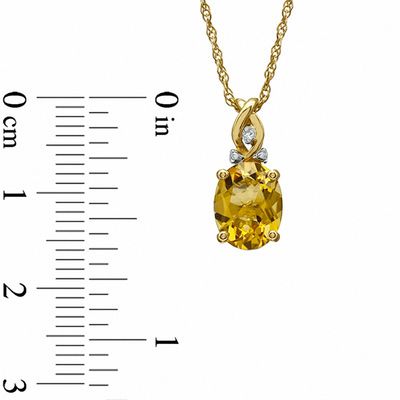 Oval Citrine and Diamond Accent Twist Pendant and Ring Set in Sterling Silver with 14K Gold Plate - Size 7