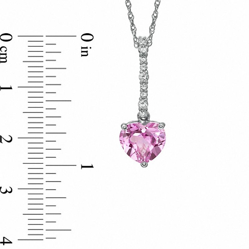 Main Image 2 of Heart-Shaped Lab-Created Pink and White Sapphire Pendant and Earrings Set in Sterling Silver