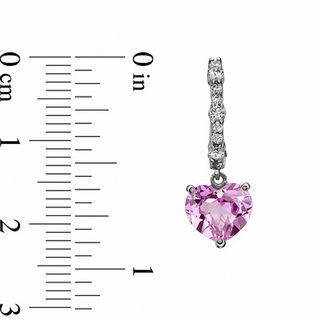 Heart-Shaped Lab-Created Pink and White Sapphire Pendant and Earrings Set in Sterling Silver