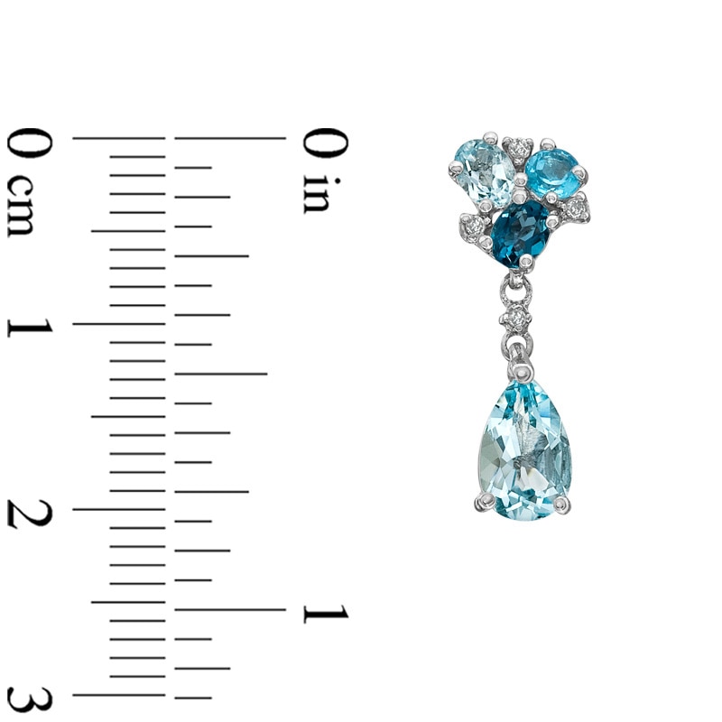 Main Image 3 of Blue Topaz and Diamond Accent Pendant and Earrings Set in Sterling Silver