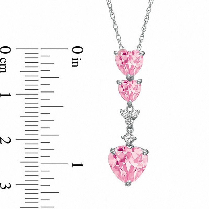 Main Image 2 of Heart-Shaped Lab-Created Pink and White Sapphire Pendant and Earrings Set in Sterling Silver