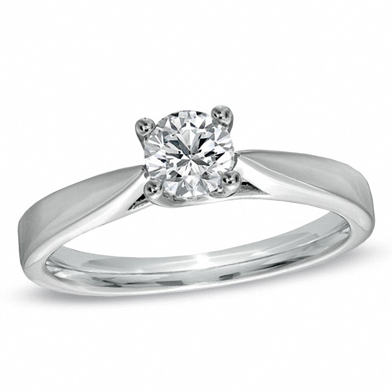 Celebration Canadian Ideal 0.50 CT. Certified Diamond Engagement Ring in 14K White Gold (J/I1)