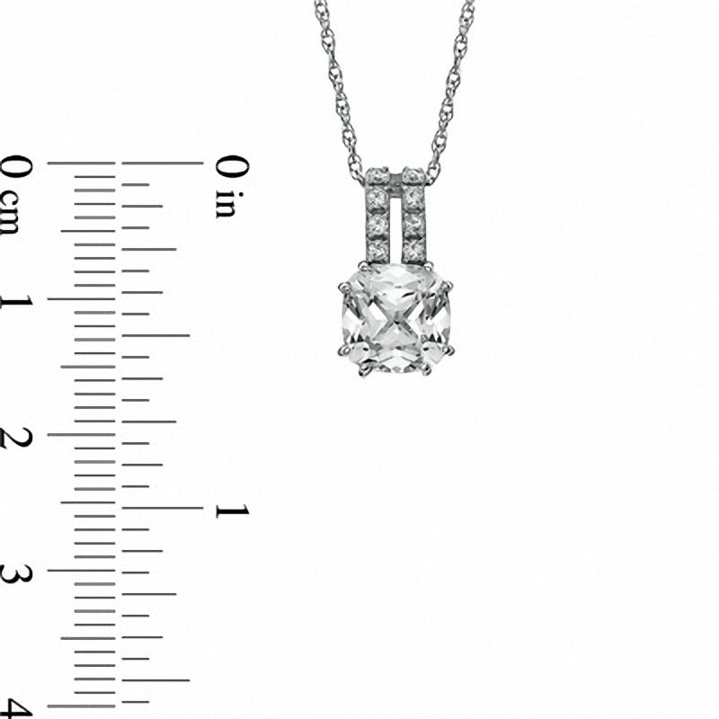 Main Image 2 of Cushion-Cut White Lab-Created Sapphire Pendant, Ring and Earrings Set in Sterling Silver - Size 7