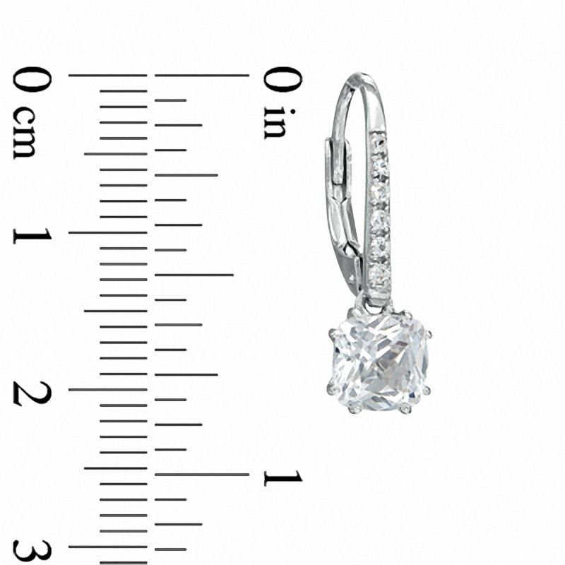 Main Image 4 of Cushion-Cut White Lab-Created Sapphire Pendant, Ring and Earrings Set in Sterling Silver - Size 7