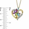 Thumbnail Image 2 of Multi-Gemstone Marquise Flower Heart Pendant in Sterling Silver with 14K Gold Plate