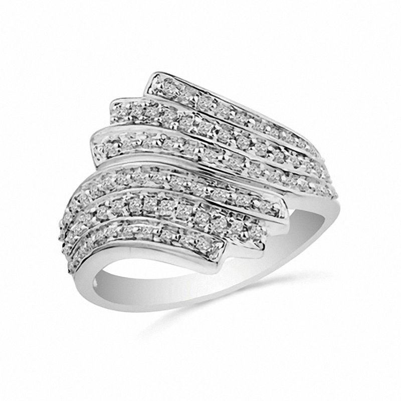 0.45 CT. T.W. Diamond Vintage-Style Eternal Flame Ring in Sterling Silver