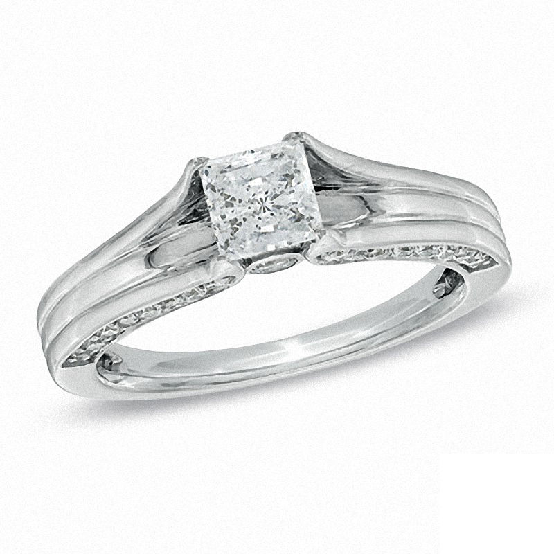 1.00 CT. T.W. Certified Princess-Cut Canadian Diamond Engagement Ring in 14K White Gold (I/I1)|Peoples Jewellers