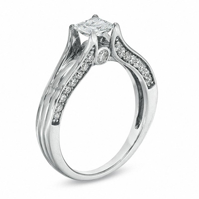 1.00 CT. T.W. Certified Princess-Cut Canadian Diamond Engagement Ring in 14K White Gold (I/I1)