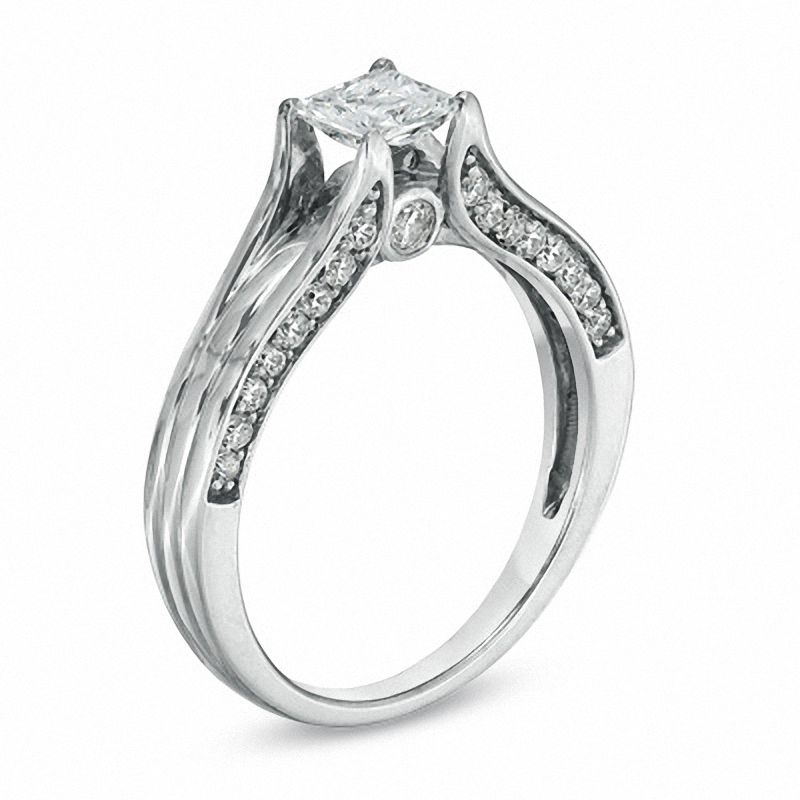Main Image 2 of 1.00 CT. T.W. Certified Princess-Cut Canadian Diamond Engagement Ring in 14K White Gold (I/I1)