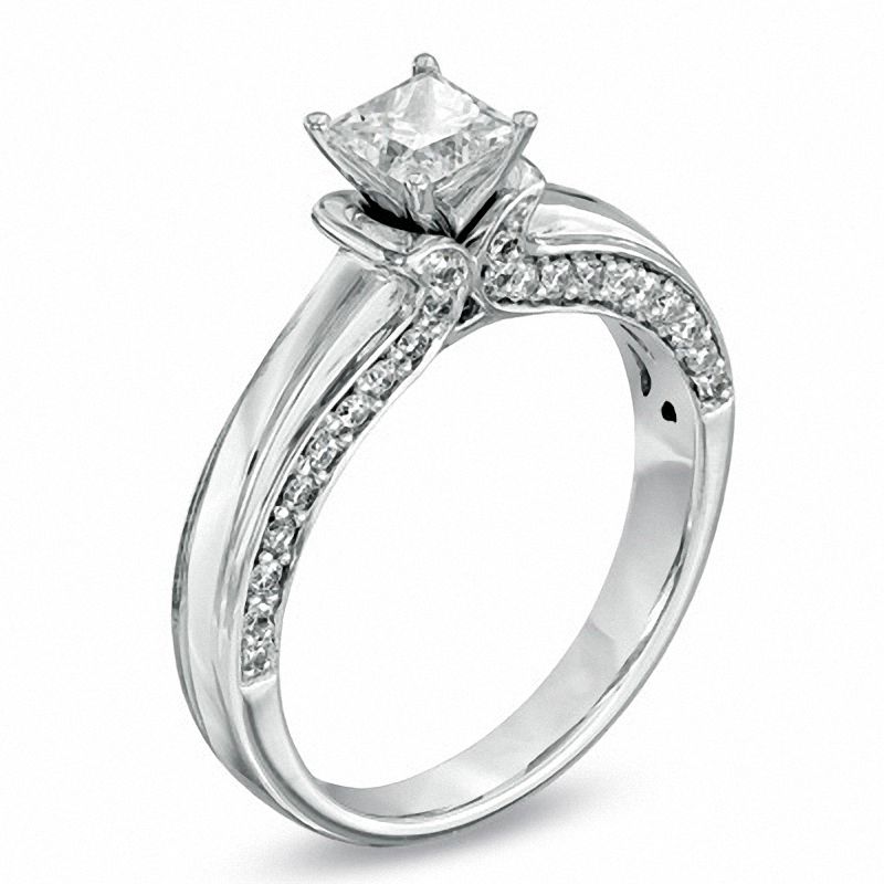 1.00 CT. T.W. Certified Princess-Cut Canadian Diamond Engagement Ring in 14K White Gold (I/I1)