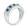 Thumbnail Image 1 of Blue Sapphire and 0.23 CT. T.W. Diamond Band in 10K White Gold