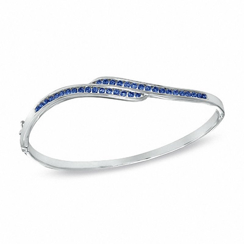 Main Image 1 of Lab-Created Sapphire Bangle in Sterling Silver