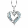 Thumbnail Image 0 of Blue Topaz Channel-Set Heart Pendant in Sterling Silver