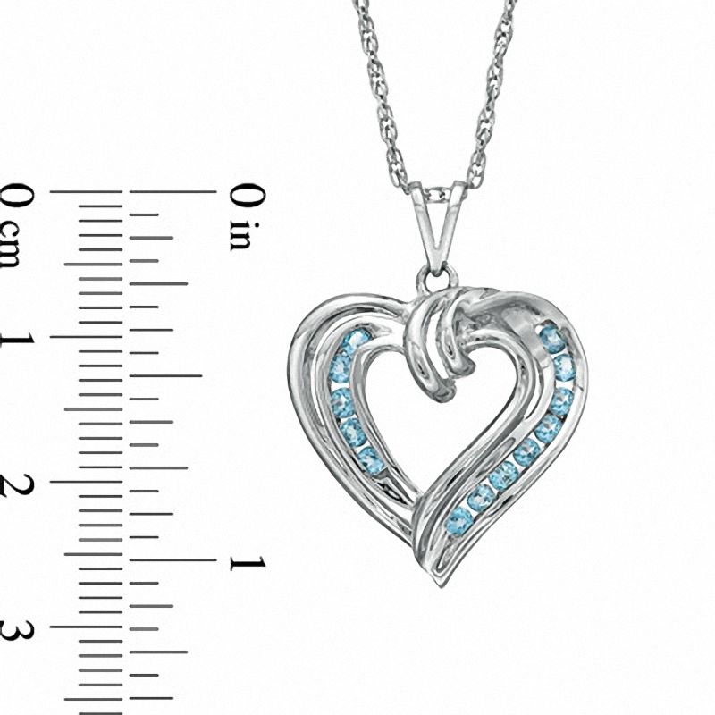 Blue Topaz Channel-Set Heart Pendant in Sterling Silver