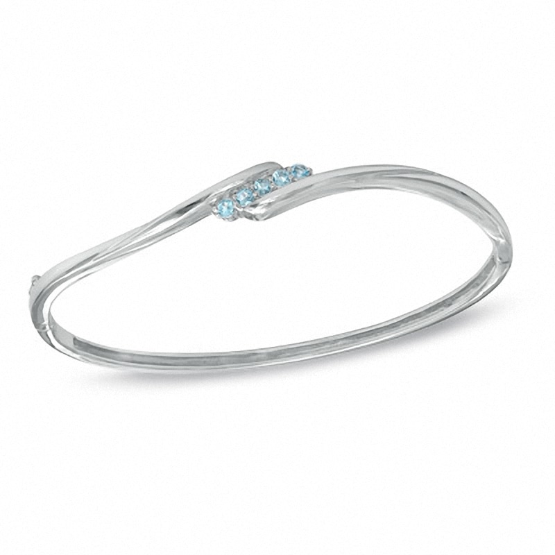 Blue Topaz Bypass Bangle in Sterling Silver