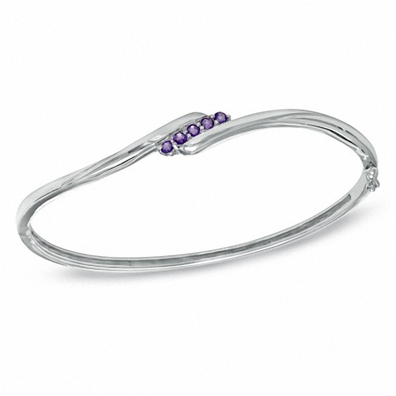 Amethyst Bypass Bangle in Sterling Silver