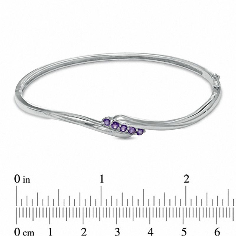 Main Image 2 of Amethyst Bypass Bangle in Sterling Silver