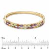 Multi-Gemstone and Diamond Accent Bangle in Sterling Silver with 14K Gold Plate