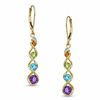 Thumbnail Image 0 of Multi-Gemstone and Diamond Accent Ribbon Drop Earrings in 10K Gold