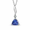 Thumbnail Image 0 of 5.0mm Trillion-Cut Tanzanite and Diamond Accent Pendant in 10K White Gold