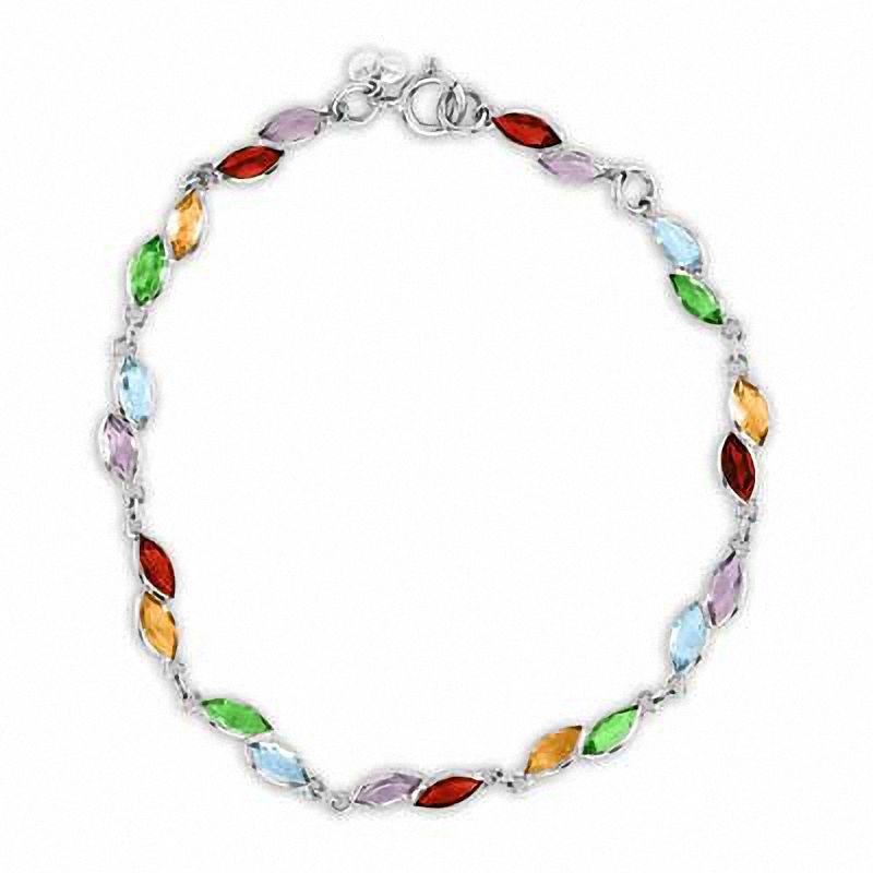 Main Image 2 of Marquise Multi-Gemstone Bracelet in Sterling Silver